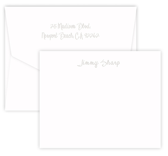 Triple Thick Embossed Script Flat Note Cards